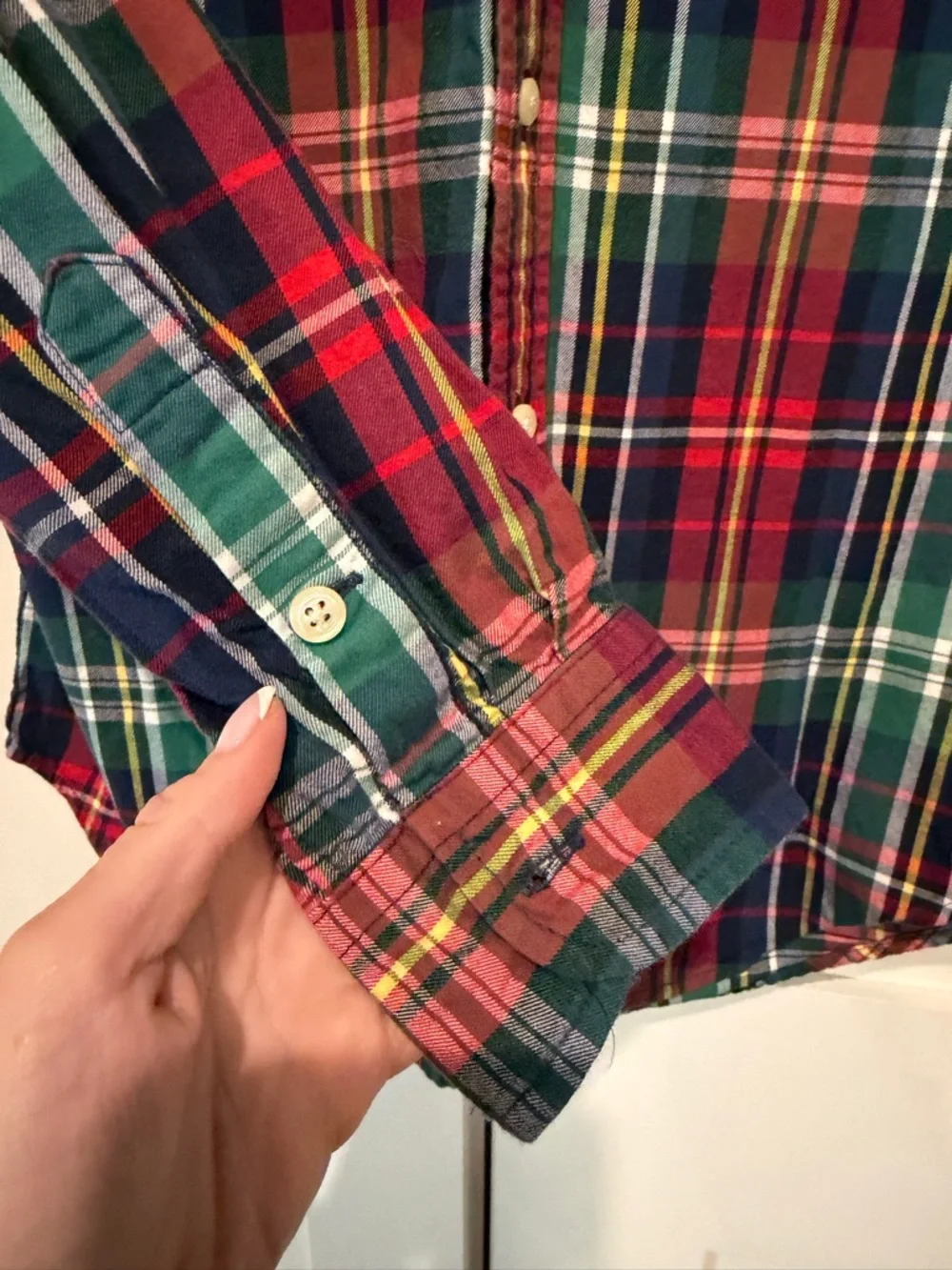 Ralph Lauren Plaid Tartan Button Down Shirt Boys Sz L (14 16)